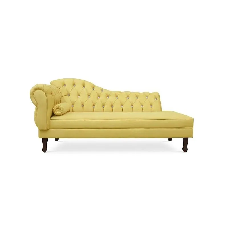 Recamier Divã Juliana 160cm com Strass - Direita Suede