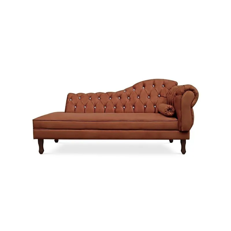 Recamier Divã Juliana 185cm com Strass - Esquerda Suede