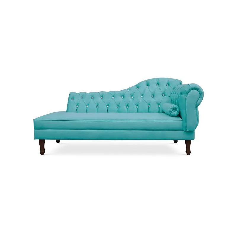 Recamier Divã Juliana 185cm com Strass - Esquerda Suede