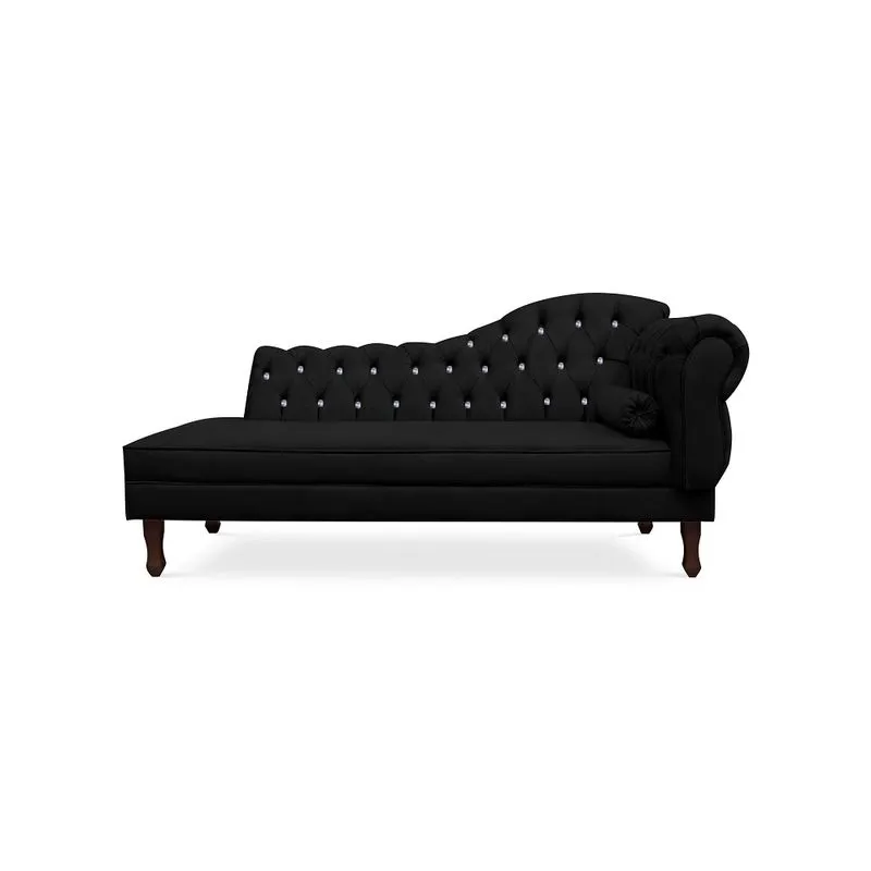 Recamier Divã Juliana 185cm com Strass - Esquerda Suede