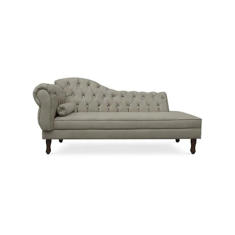 Recamier Divã Juliana 185cm com Strass - Direita Suede