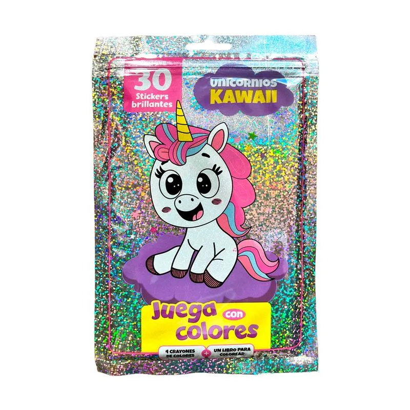 Unicornios Kawaii juega y colorea