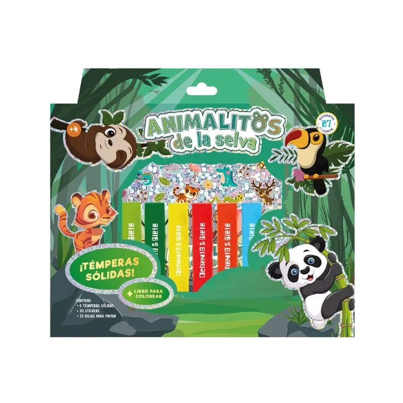 Libro temperas solidas animalitos selva