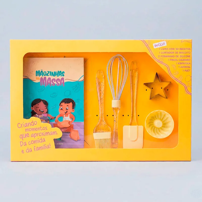 Kit Mini Chef Infantil Mãozinhas Na Massa Com Livro De Receitas – Amarelo