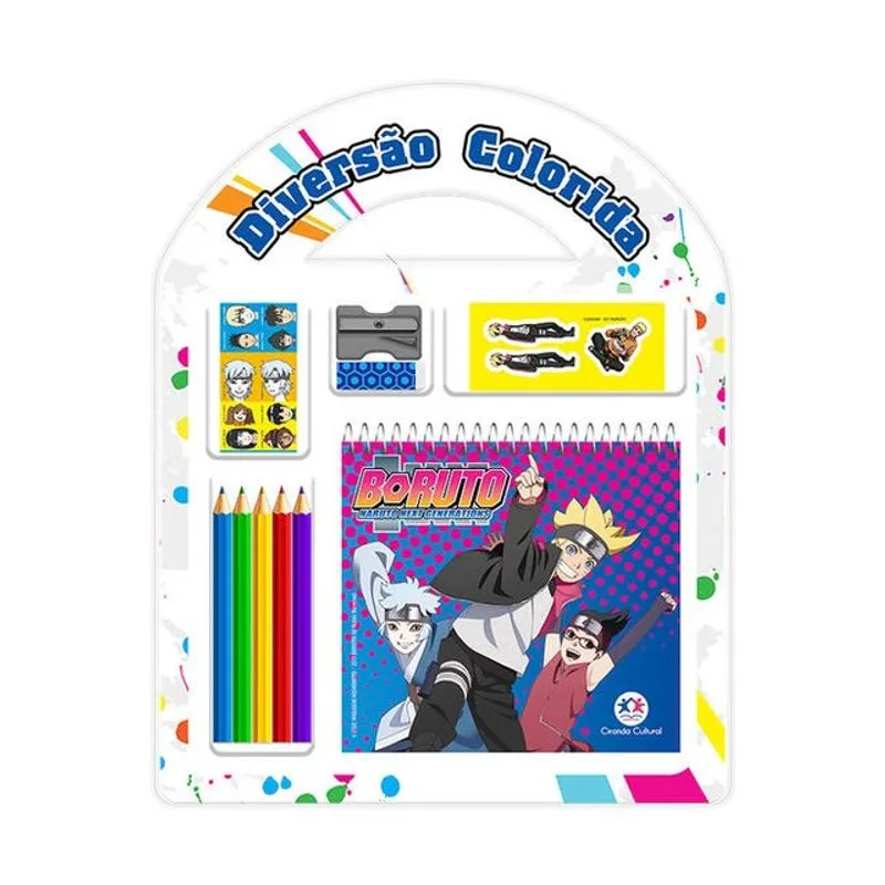 BORUTO - DIVERSÃO COLORIDA COM LÁPIS, ADESIVO E APONTADOR