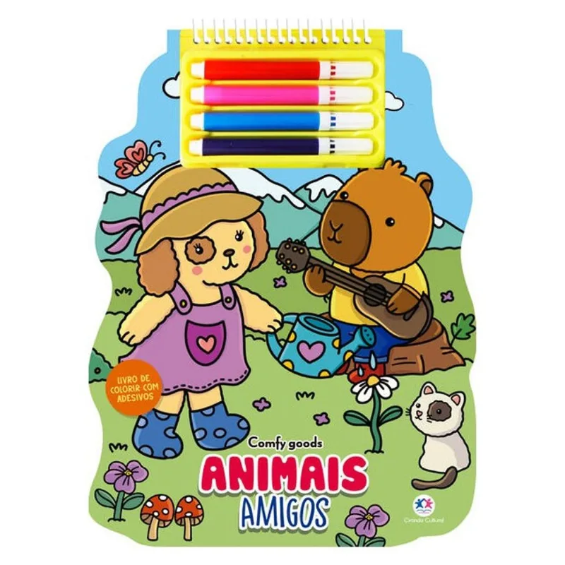 ANIMAIS AMIGOS: COLORIR COM ADESIVOS E CANETINHAS