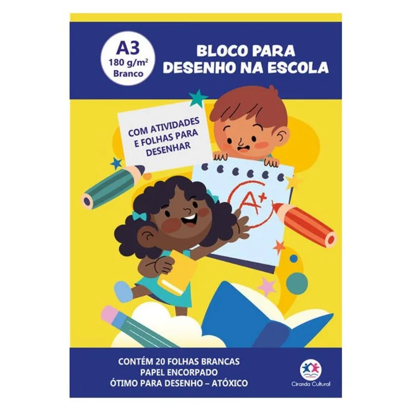 BLOCO PARA DESENHO A3 180G - 20 FOLHAS BRANCAS