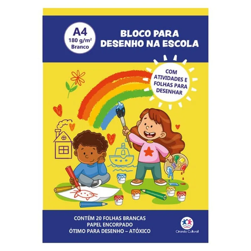 BLOCO PARA DESENHO A4 180G - 20 FOLHAS BRANCAS