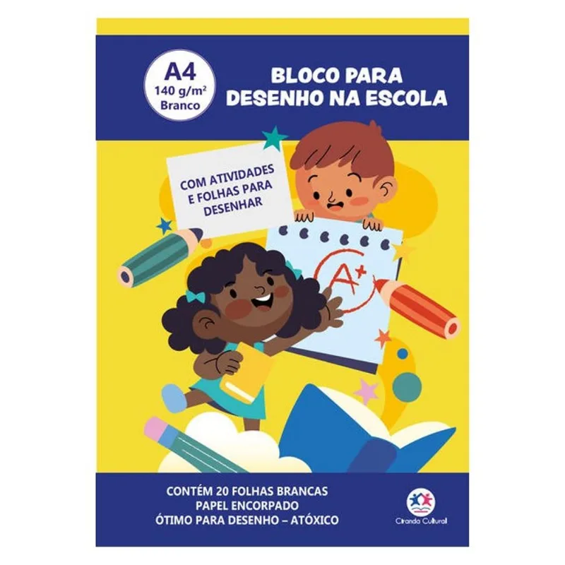 BLOCO PARA DESENHO A4 140G - 20 FOLHAS BRANCAS