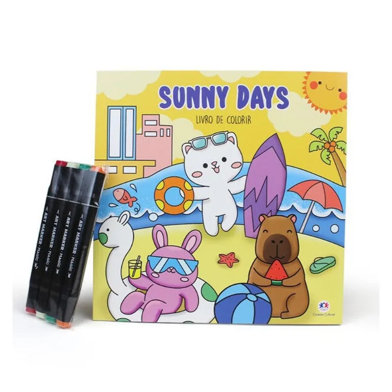 COLORIR SUNNY DAYS - LIVRO DE COLORIR COM 4 CANETINHAS