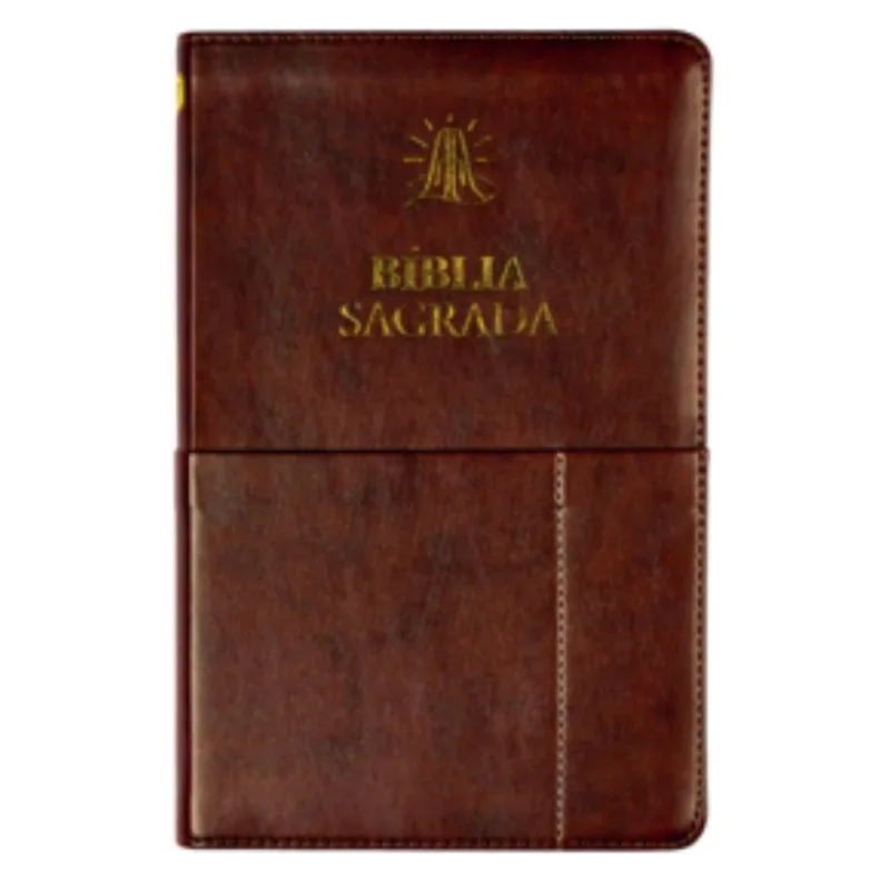 Bíblia Sagrada Slim Acf, Luxo, Couro-soft , Marrom, Com Bolso