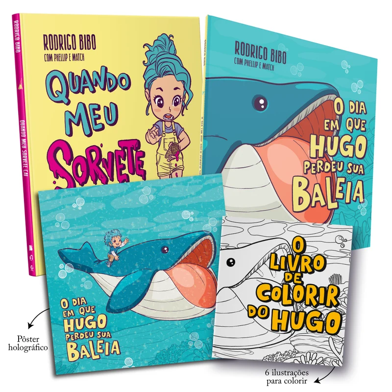 Kit Infantis Bibo (Quando meu sorvete cai + O dia em que Hugo perdeu sua Baleia) + Brindes Capa dura