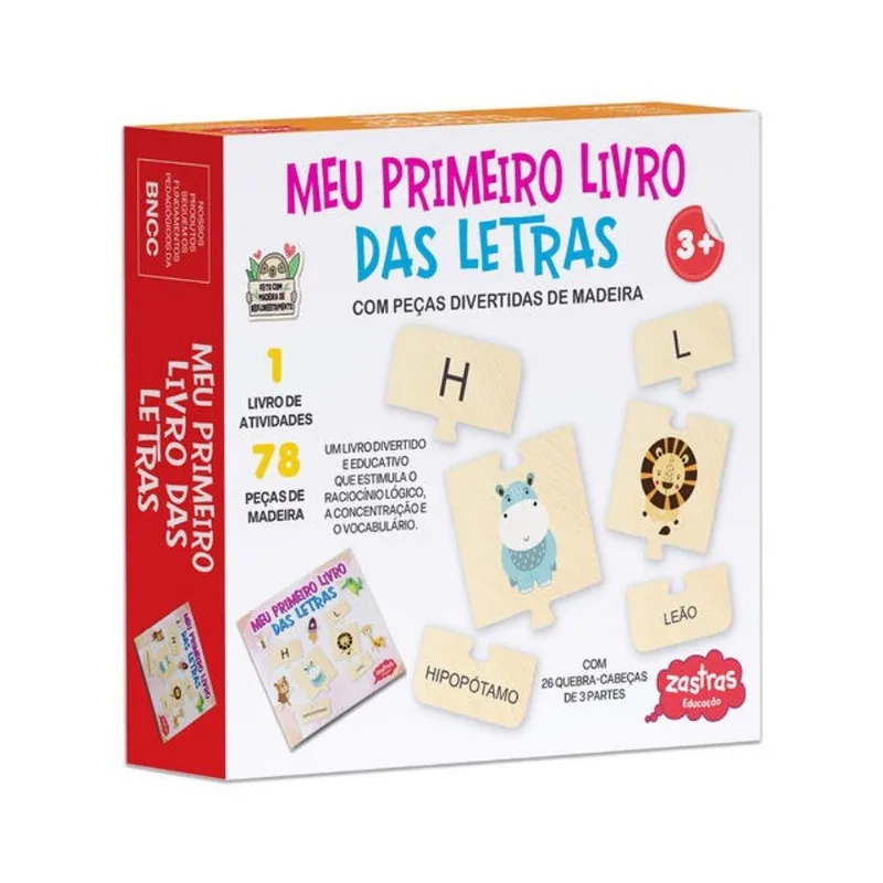 MEU PRIMEIRO LIVRO DAS LETRAS COM PEÇAS DE MADEIRA