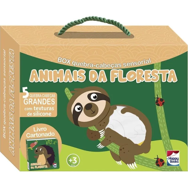 Livro + quebra-cabecas sensoriais - animais da floresta