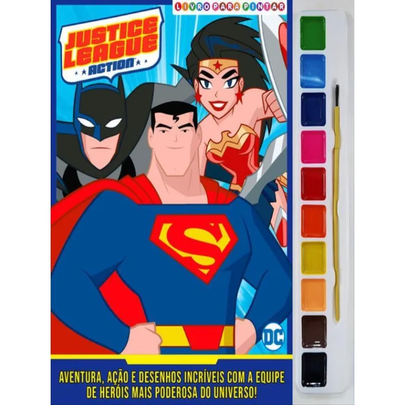 LIGA DA JUSTIÇA LIVRO PARA PINTAR COM AQUARELA