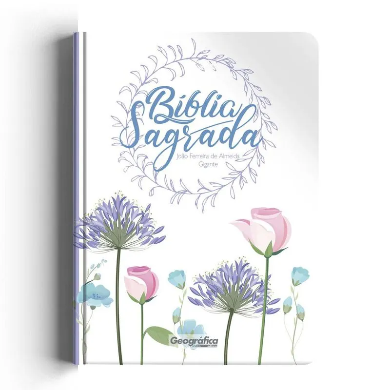 BIBLIA RC GIGANTE CAPA SEMI LUXO FLORAL BRANCA