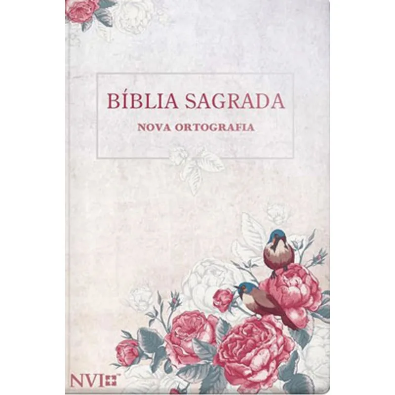 BÍBLIA NVI GIGANTE NOVO TESTAMENTO - 2 CORES CAPA SEMI LUXO ROSAS E PÁSSAROS