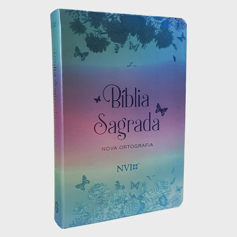 Bíblia Sagrada nvi Letra Gigante Semi-Luxo Borboletas Metalizadas