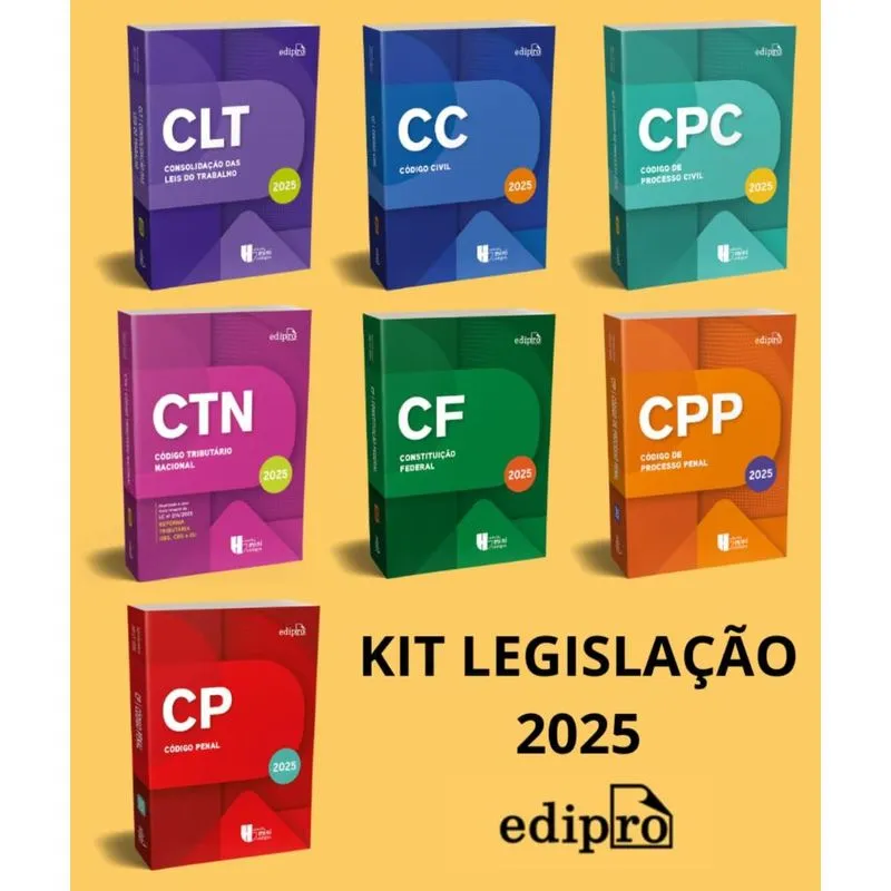 Kit Coleção Legislação 2025 Constituição Federal 2025 + Clt 2025 + Código Civil 2025 + Código De Processo Civil 2025 + Código Penal 2025 + Código De