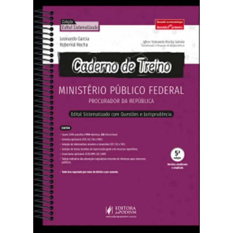 Caderno de Treino Para Ministério Público Federal - Procurador da República - 5ª Edição (2022)