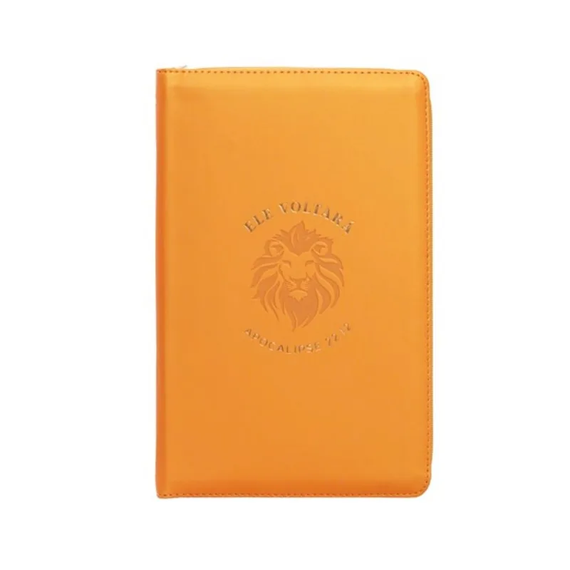 BÍBLIA NVI COM ZÍPER: ELE VOLTARÁ, CAPA LUXO LARANJA COM TOQUE EMBORRACHADO, LEITURA PERFEITA