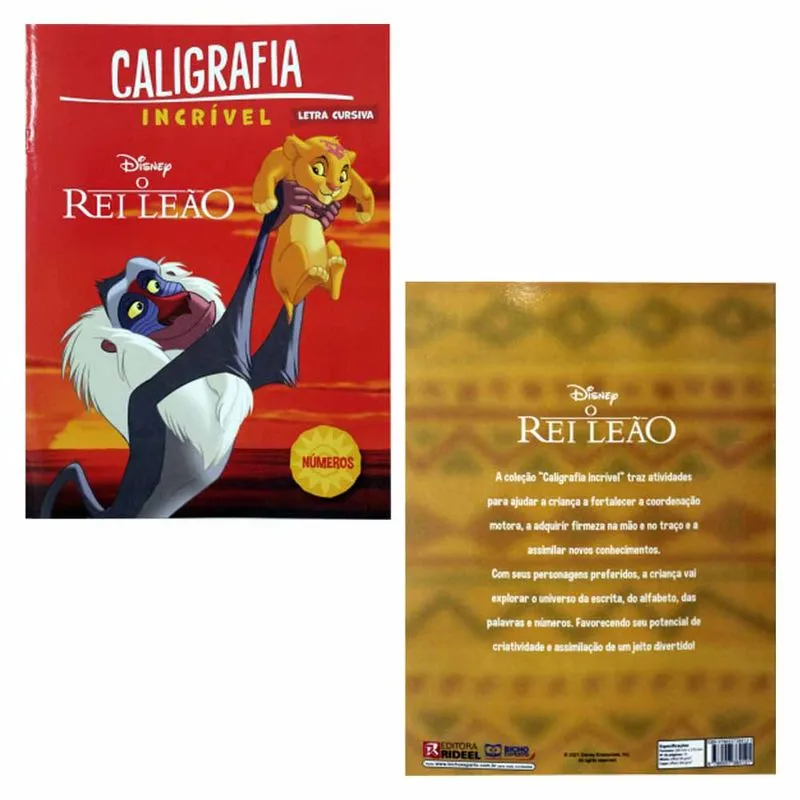 Livro Infantil Cartilha Caligrafia Incrivel Rei Leão Número 4117 Bicho esp. - UN