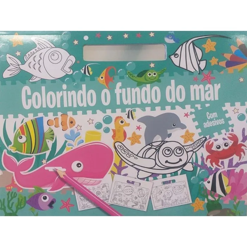 COLORINDO O FUNDO DO MAR PRANCHETA DE COLORIR E ADESIVOS