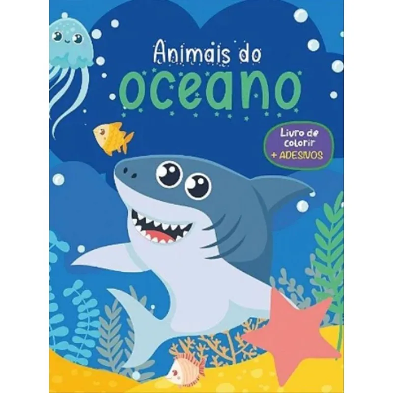 ANIMAIS DO OCEANO - LIVRO DE COLORIR COM ADESIVOS