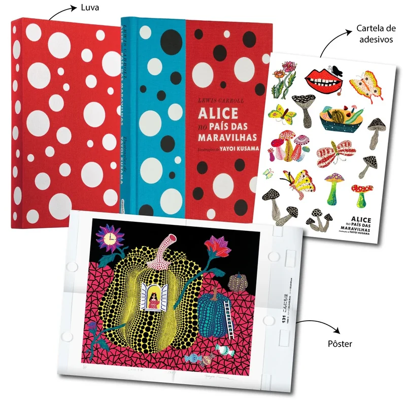 Alice no País das Maravilhas – Edição de luxo com ilustrações de Yayoi Kusama, cartela de adesivos e pôster exclusivos Capa dura