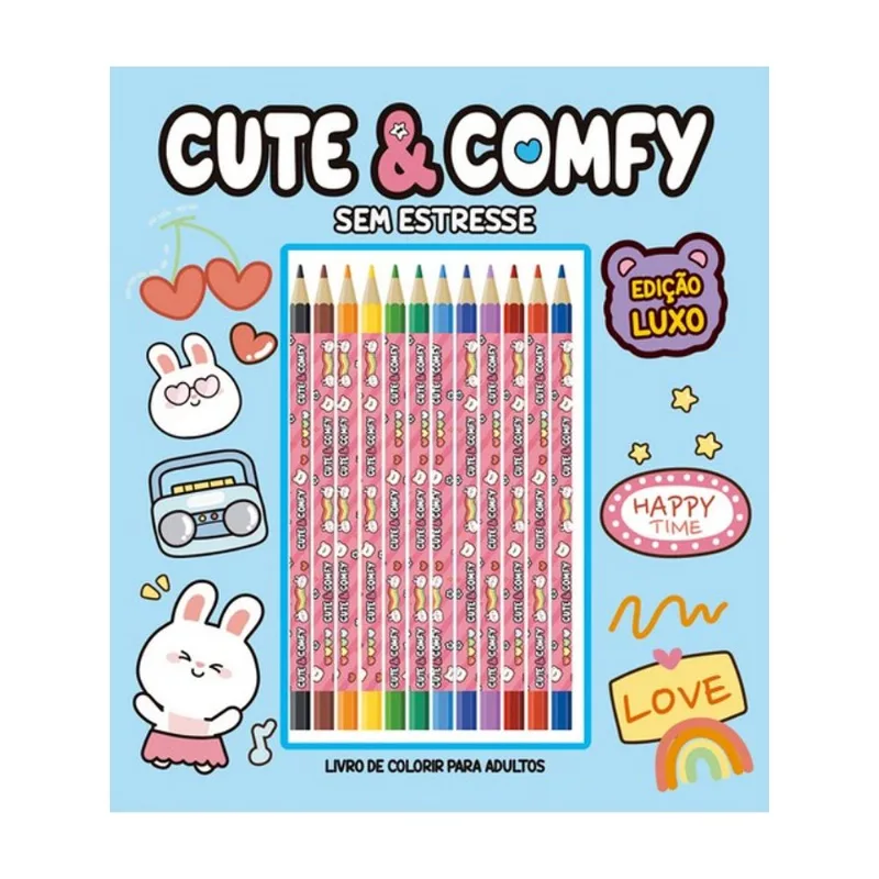 CUTE & COMFY SEM ESTRESSE - EDIÇÃO DE LUXO - 12 LÁPIS DE COR