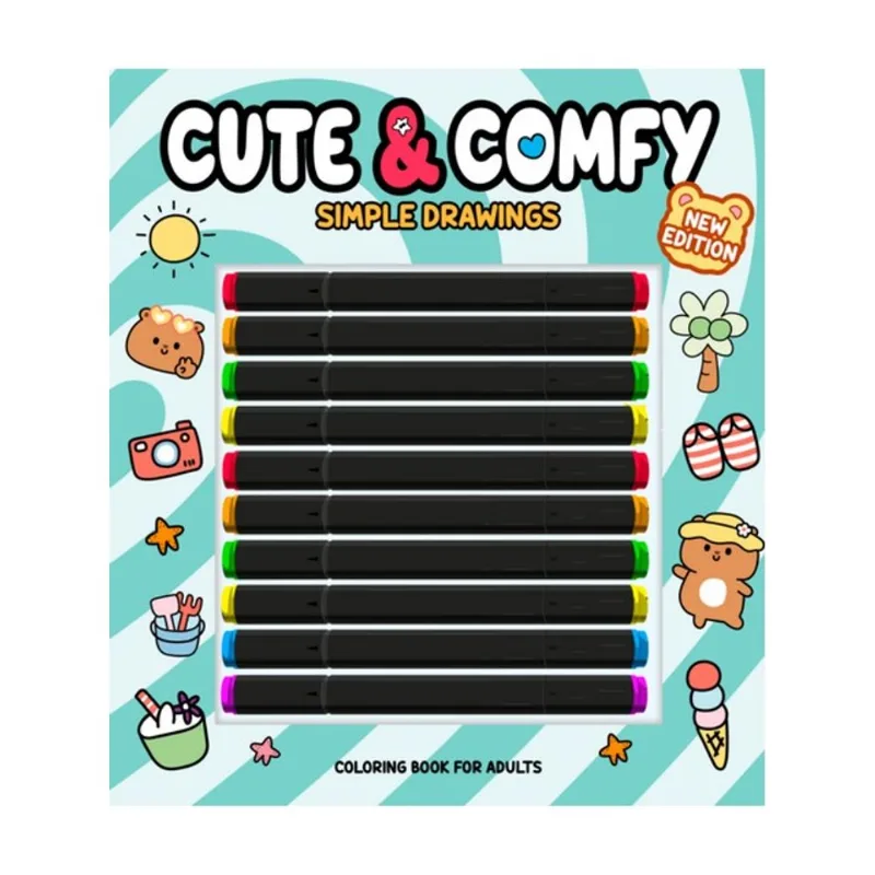CUTE & COMFY NEW EDITION - SIMPLE DRAWINGS - LIVRO DE COLORIR ADULTO