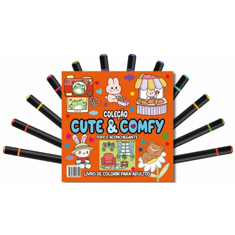 CUTE & COMFY COLORING BOOK FOR ADULTS - FOFO E ACONCHEGANTE - LIVRO DE COLORIR ADULTO