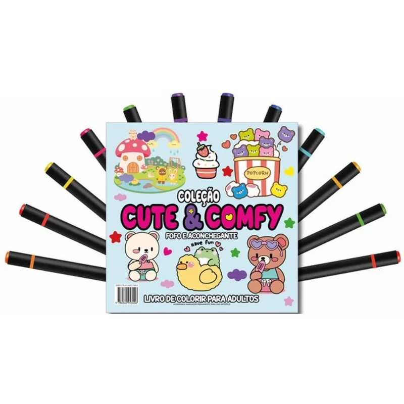 CUTE & COMFY COLORING BOOK FOR ADULTS - FOFO E ACONCHEGANTE - LIVRO DE COLORIR ADULTO
