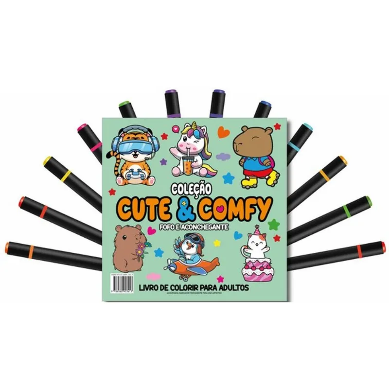 CUTE & COMFY COLORING BOOK FOR ADULTS - FOFO E ACONCHEGANTE - LIVRO DE COLORIR ADULTO