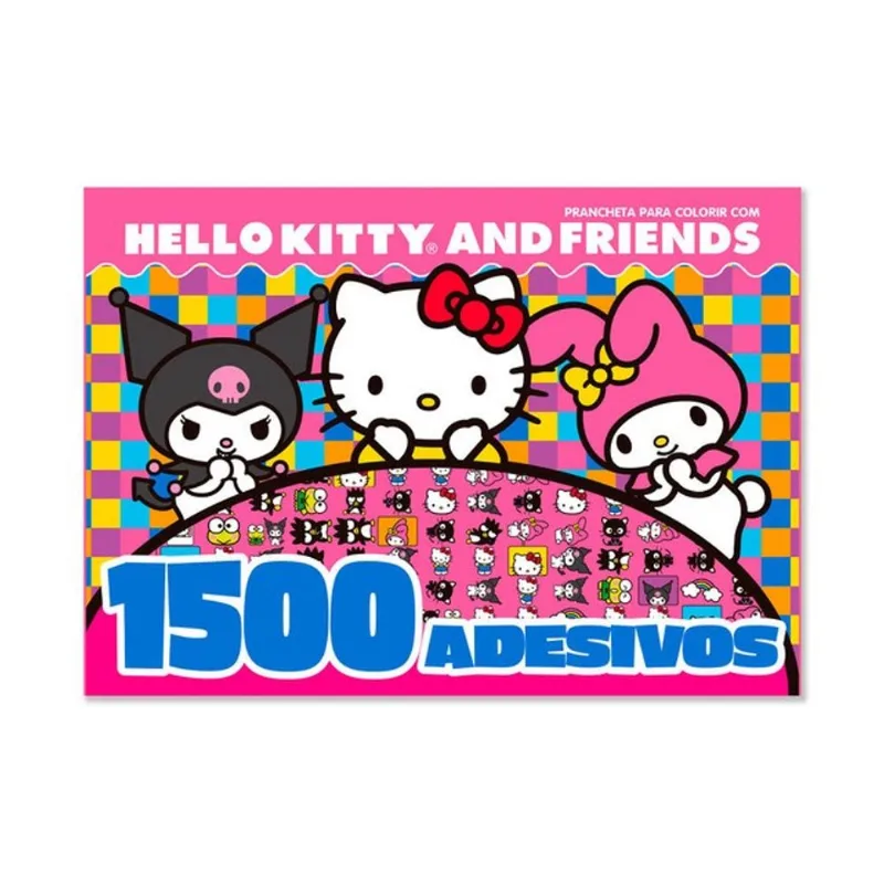 HELLO KITTY AND FRIENDS PRANCHETA PARA COLORIR COM 1500 ADESIVOS
