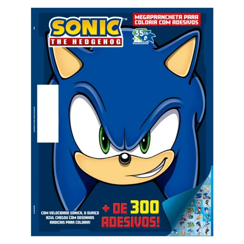 SONIC MEGAPRANCHETA PARA COLORIR COM ADESIVOS