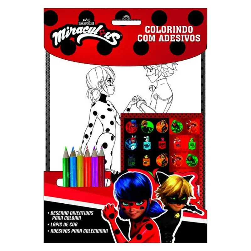 MIRACULOUS LADYBUG COLORINDO COM ADESIVOS