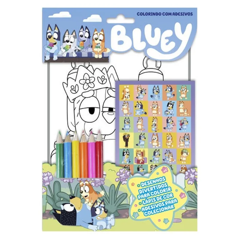 BLUEY COLORINDO COM ADESIVOS