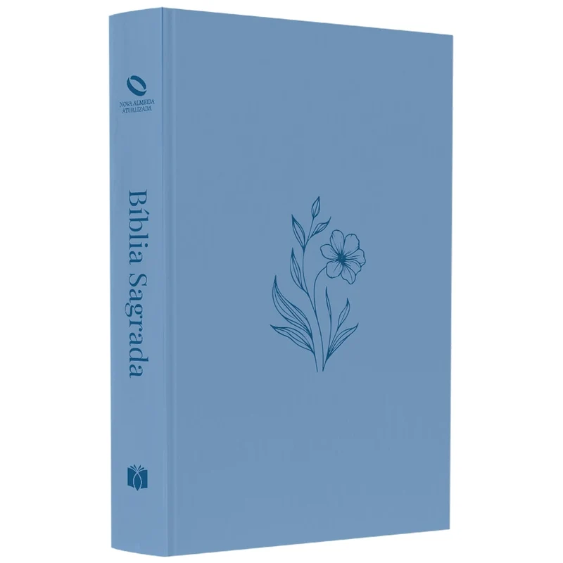 Bíblia Sagrada Flor Minimalista Azul | NAA | Letra Normal | Capa Ilustrada