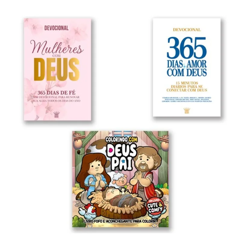 COMBO DEVOCIONAL - KIT COM 2 LIVROS DEVOCIONAIS + LIVRO DE COLORIR FOFO
