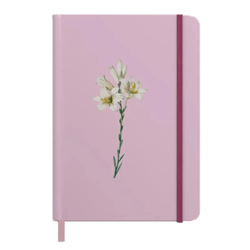 Caderno Moleskine | Com Pauta | Capa Lirios Rosa