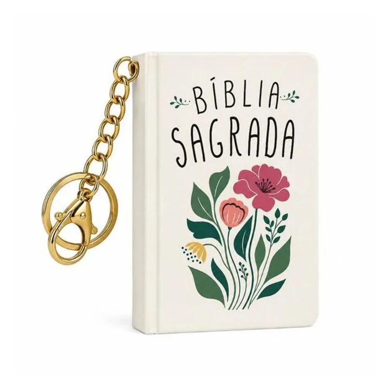 BÍBLIA SAGRADA - FLORAL - LIVRO COM CHAVEIRO - CAPA DURA - BOOK CHARM
