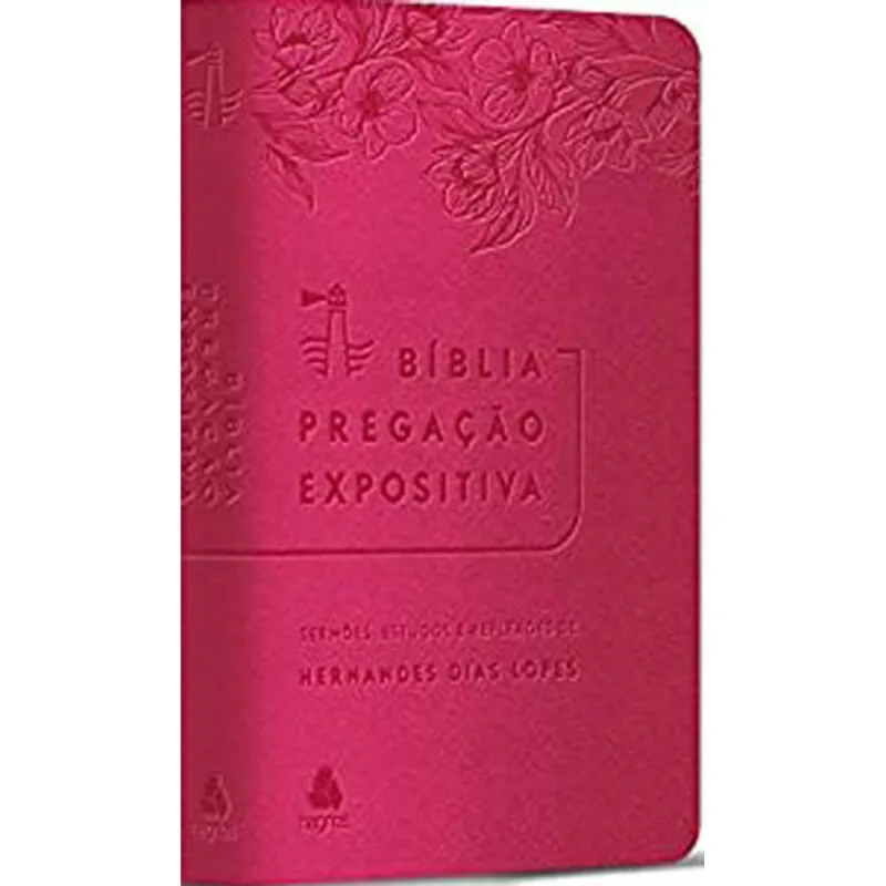 BÍBLIA PREGAÇÃO EXPOSITIVA - RA - PU LUXO ROSA FLORES