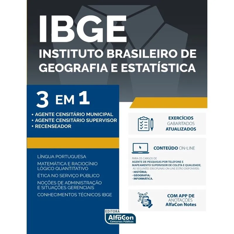 Livro - IBGE - 3 em 1 Edital 2021: Agente censitário municipal, Agente censitário supervisor e Recenseador