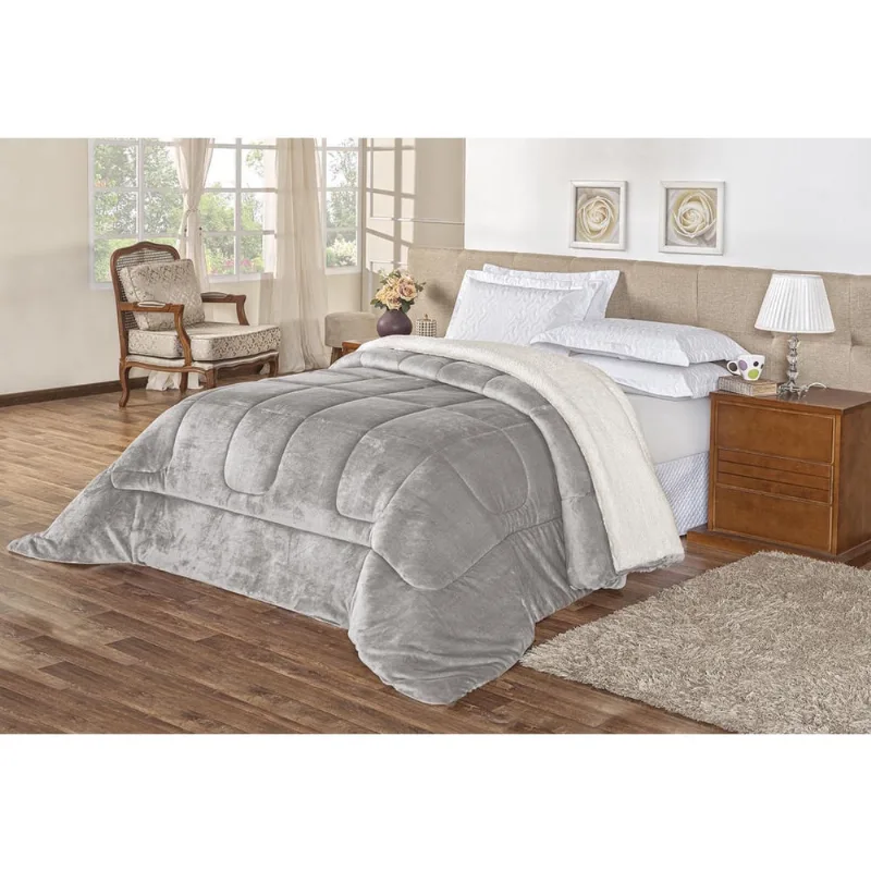 Coberdrom Everest Queen Cinza Com Sherpa