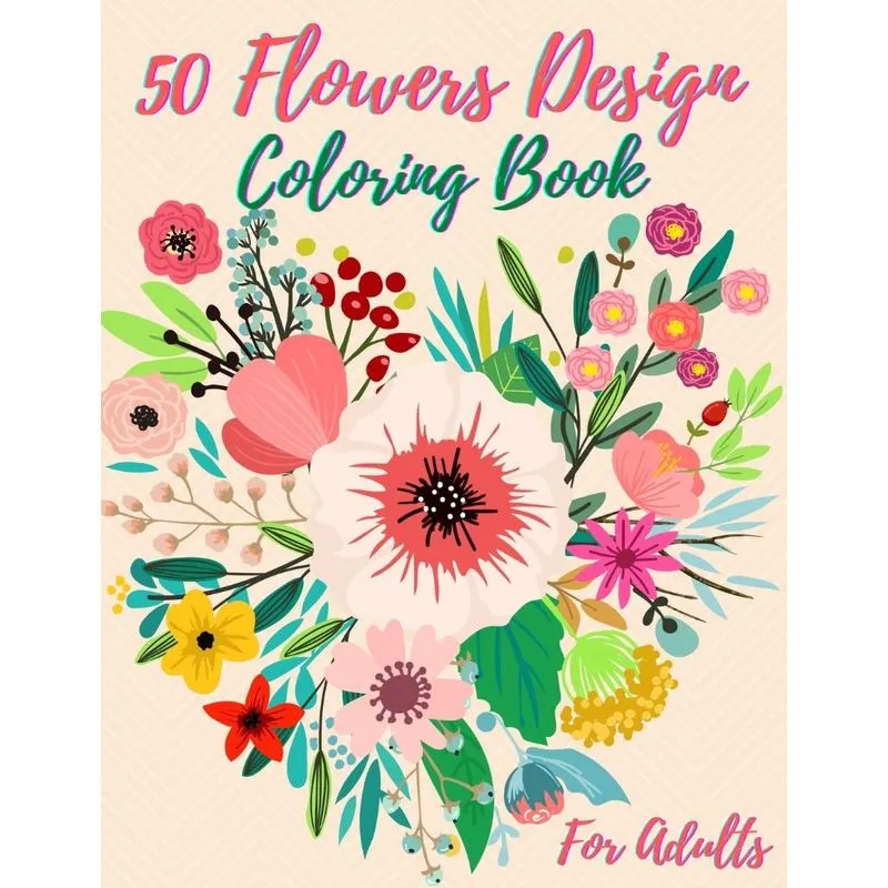 50 Flowers Coloring Book