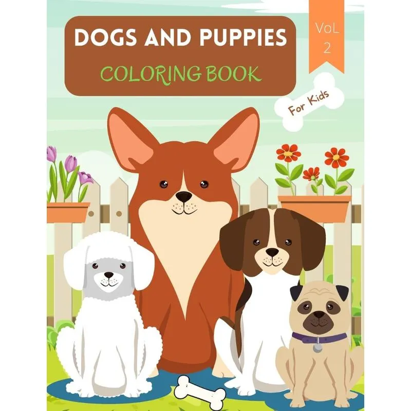 Dogs and Puppies Coloring Book