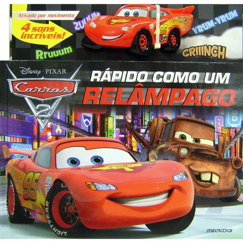Livro Carros 2 Com Carrinhos Sonorizados Livro - Rápido Como Um Relâmpago