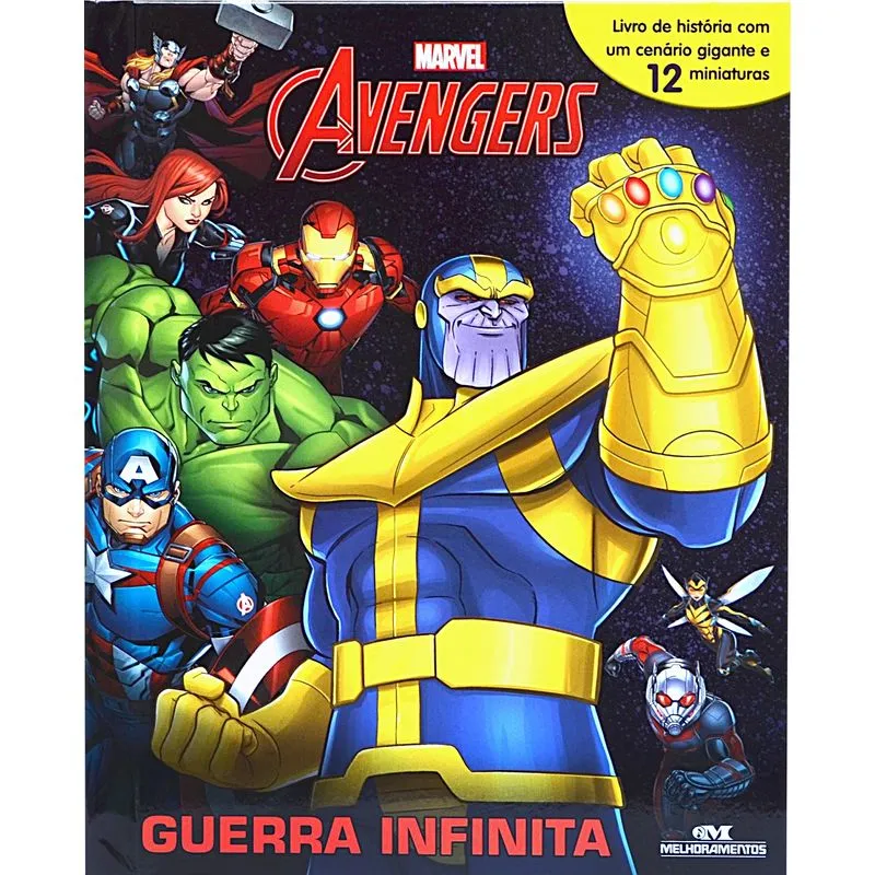 Livro Vingadores com 12 Miniaturas - Guerra Infinita
