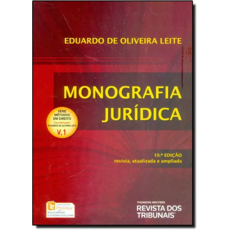 Livro Monografia Jurídica - Vol.1 - Serie Métodos Em Direito